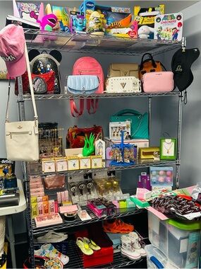 Purses shoes make up jewelry